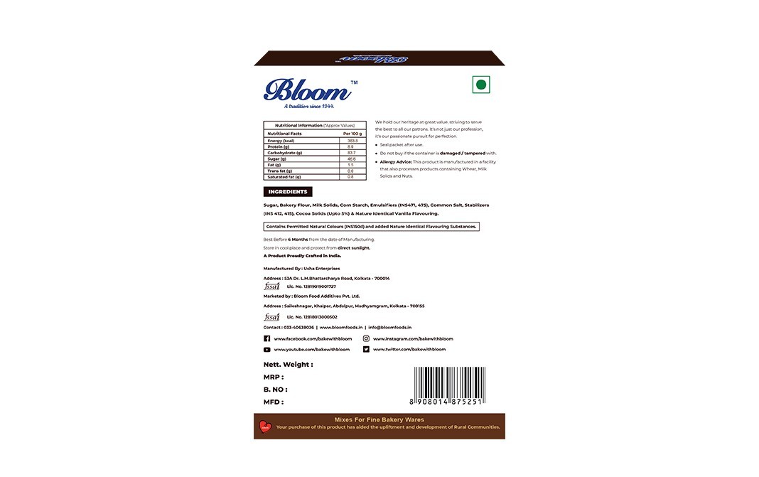 Bloom Brownie Treat Eggless Brownie Mix Super Fudgy Brownie   Box  400 grams